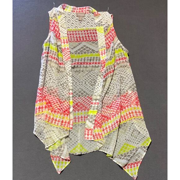 Chico’s Open Front Sheer Layering Cardigan Size 1 (10) Romantic Boho Sleeveless - Picture 1 of 6